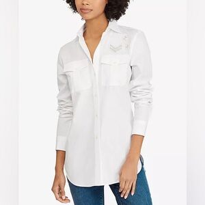 Bullion-Patch Cotton Poplin shirt Lauren by Ralph Lauren